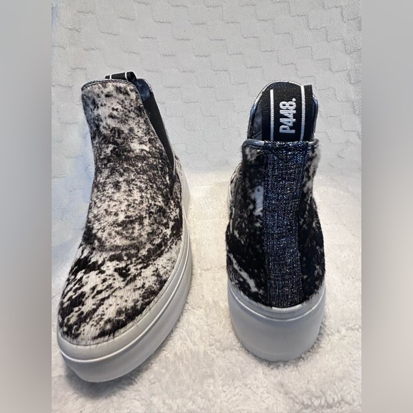 P448 Lucy Calf Hair High Top Platform Pull On Sneaker Size 37 - Picture 5 of 8